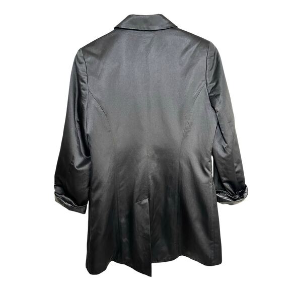 Hinge Nordstrom Silk Blend Satin Tuxedo Blazer 1 Button Roll Tab Black Medium - Picture 2 of 12